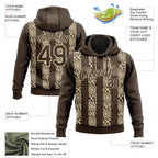 Custom Stitched Brown Cream 3D Pattern Design Abstract Shape Sports Pullover Sweatshirt Hoodie