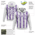 Custom Stitched White Purple 3D Pattern Design Abstract Shape Sports Pullover Sweatshirt Hoodie
