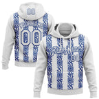 Custom Stitched White Royal 3D Pattern Design Abstract Shape Sports Pullover Sweatshirt Hoodie