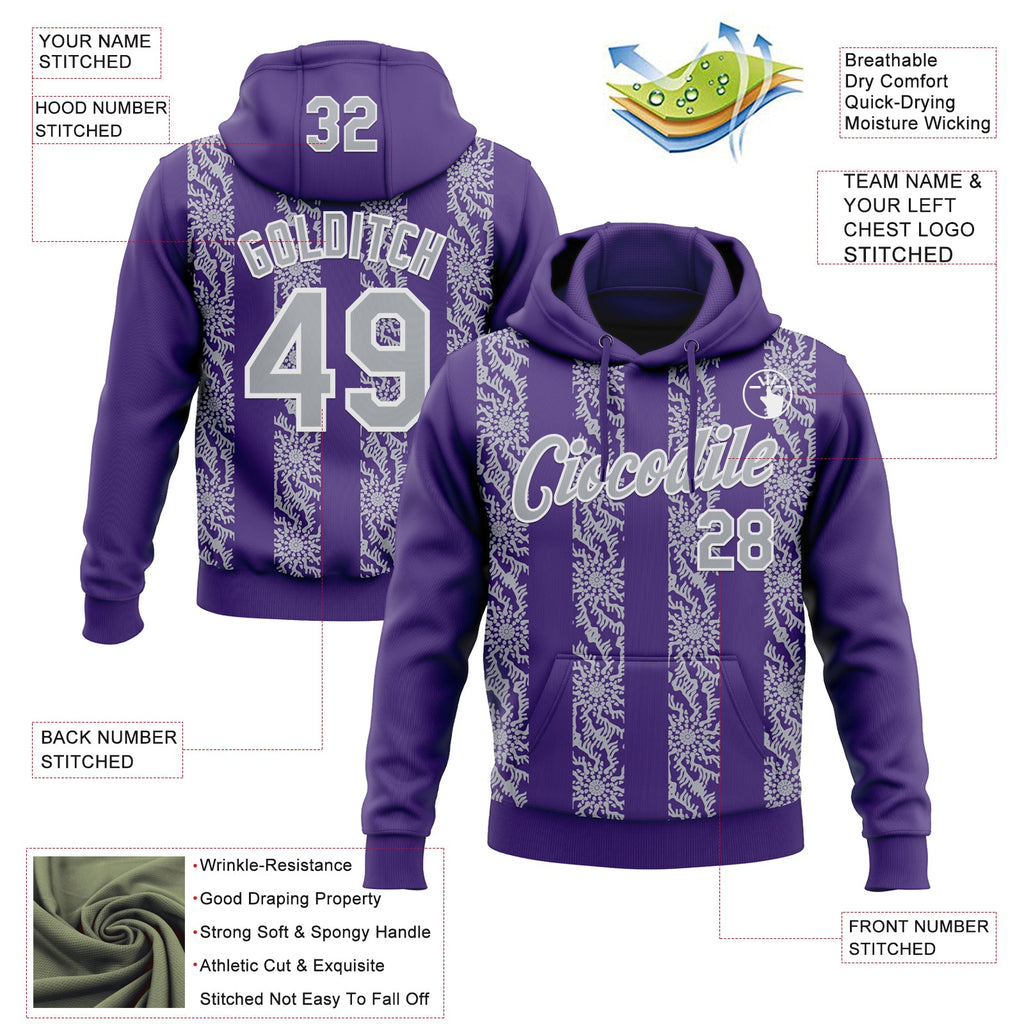 Custom Stitched Purple Gray-White 3D Pattern Design Abstract Shape Sports Pullover Sweatshirt Hoodie