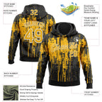 Custom Stitched Black Gold-White 3D Pattern Design Dripping Splatter Sports Pullover Sweatshirt Hoodie