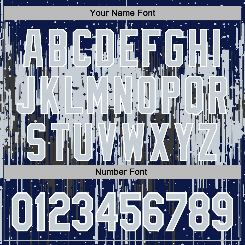 Custom Stitched Navy Silver-White 3D Pattern Design Dripping Splatter Sports Pullover Sweatshirt Hoodie