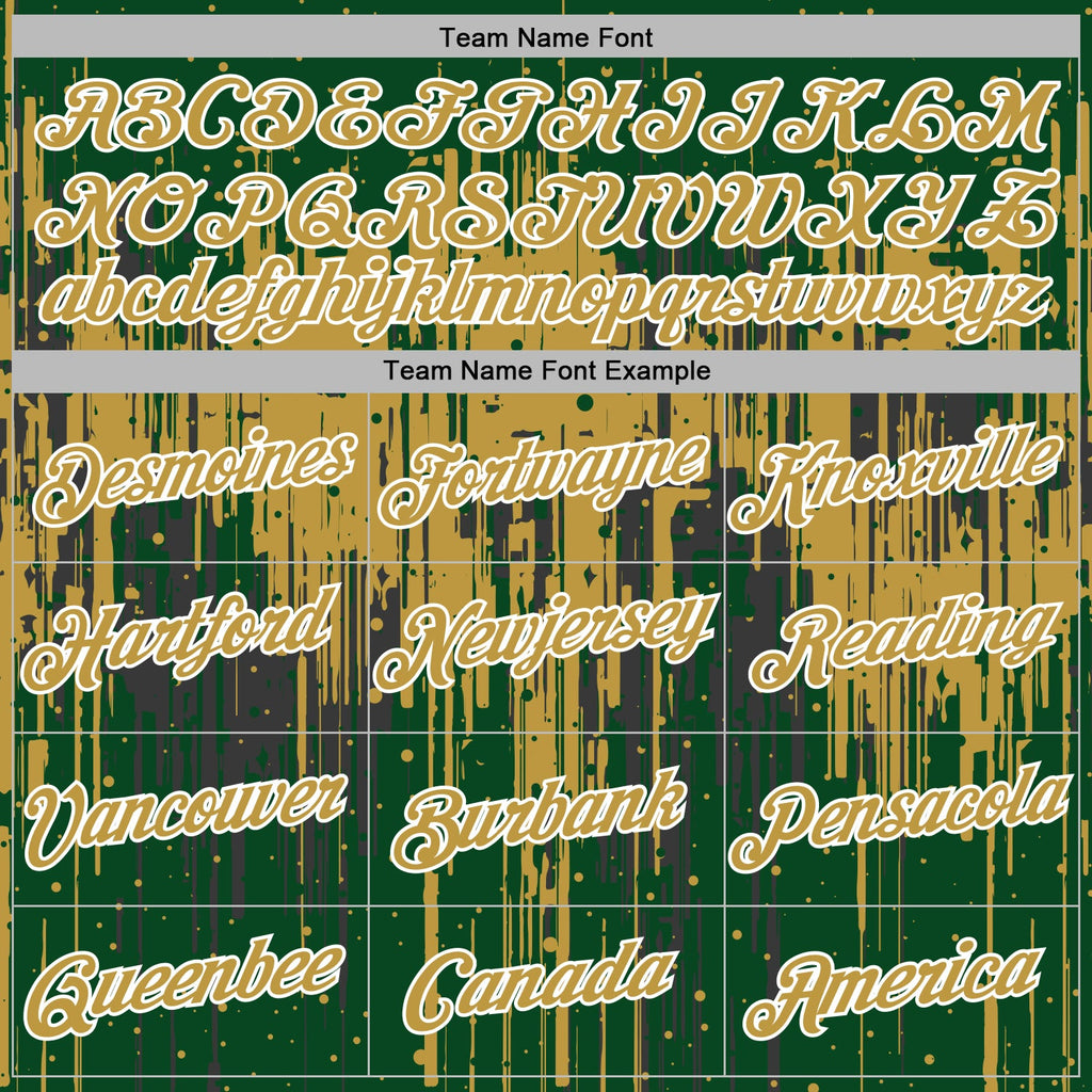 Custom Stitched Green Old Gold-White 3D Pattern Design Dripping Splatter Sports Pullover Sweatshirt Hoodie