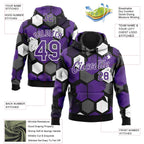 Custom Stitched Black Purple-White 3D Pattern Design Geometric Shape Sports Pullover Sweatshirt Hoodie