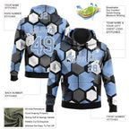 Custom Stitched Black Light Blue-White 3D Pattern Design Geometric Shape Sports Pullover Sweatshirt Hoodie