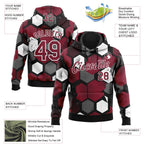 Custom Stitched Black Crimson-White 3D Pattern Design Geometric Shape Sports Pullover Sweatshirt Hoodie
