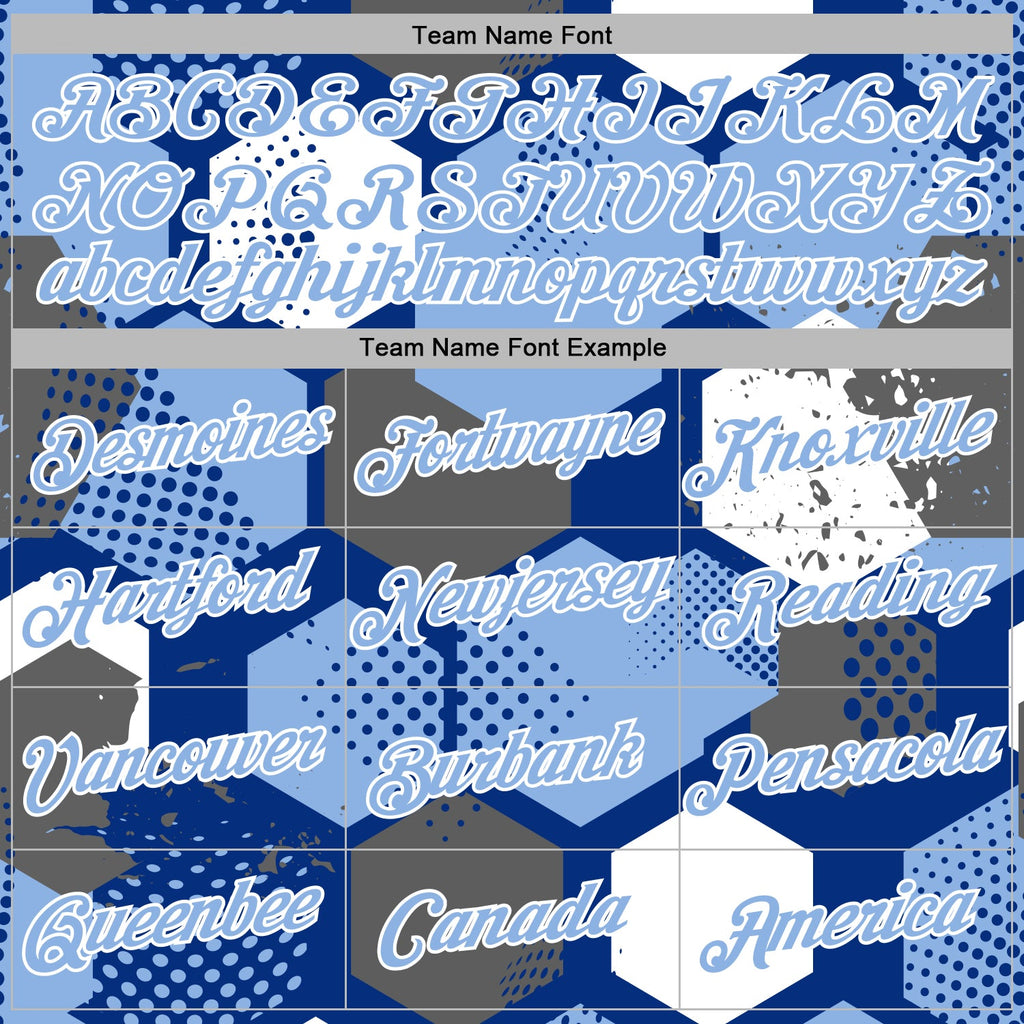 Custom Stitched Royal Light Blue-White 3D Pattern Design Geometric Shape Sports Pullover Sweatshirt Hoodie
