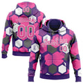 Custom Stitched Purple Pink-White 3D Pattern Design Geometric Shape Sports Pullover Sweatshirt Hoodie