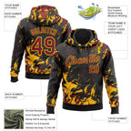 Custom Stitched Black Crimson-Gold 3D Pattern Design Splash Sports Pullover Sweatshirt Hoodie