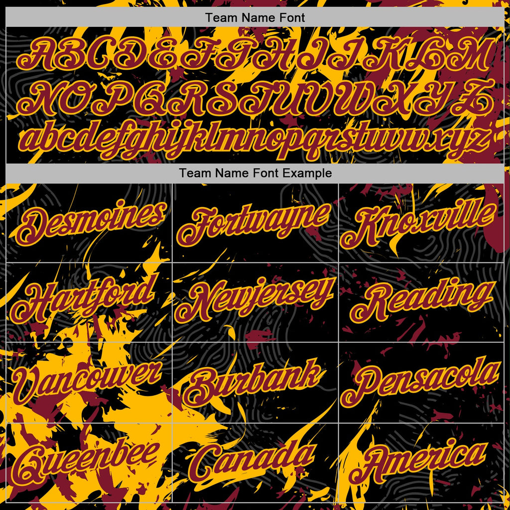 Custom Stitched Black Crimson-Gold 3D Pattern Design Splash Sports Pullover Sweatshirt Hoodie