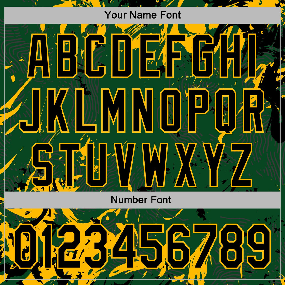 Custom Stitched Green Black-Gold 3D Pattern Design Splash Sports Pullover Sweatshirt Hoodie