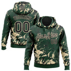 Custom Stitched Green Black-Cream 3D Pattern Design Splash Sports Pullover Sweatshirt Hoodie
