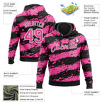 Custom Stitched Black Pink-White 3D Pattern Design Splash Torn Paper Style Sports Pullover Sweatshirt Hoodie