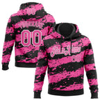 Custom Stitched Black Pink-White 3D Pattern Design Splash Torn Paper Style Sports Pullover Sweatshirt Hoodie