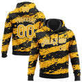 Custom Stitched Black Gold-White 3D Pattern Design Splash Torn Paper Style Sports Pullover Sweatshirt Hoodie