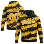 Custom Stitched Black Gold-White 3D Pattern Design Splash Torn Paper Style Sports Pullover Sweatshirt Hoodie