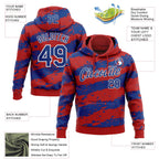 Custom Stitched Red Royal-White 3D Pattern Design Splash Torn Paper Style Sports Pullover Sweatshirt Hoodie