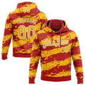 Custom Stitched Red Gold-White 3D Pattern Design Splash Torn Paper Style Sports Pullover Sweatshirt Hoodie