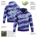 Custom Stitched Purple Light Blue-White 3D Pattern Design Splash Torn Paper Style Sports Pullover Sweatshirt Hoodie