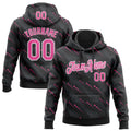 Custom Stitched Black Pink-White 3D Pattern Design Slant Lines Sports Pullover Sweatshirt Hoodie