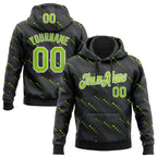 Custom Stitched Black Neon Green-White 3D Pattern Design Slant Lines Sports Pullover Sweatshirt Hoodie
