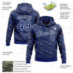 Custom Stitched Royal White 3D Pattern Design Slant Lines Sports Pullover Sweatshirt Hoodie
