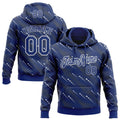 Custom Stitched Royal White 3D Pattern Design Slant Lines Sports Pullover Sweatshirt Hoodie