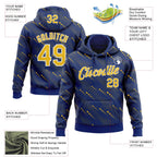 Custom Stitched Royal Yellow-White 3D Pattern Design Slant Lines Sports Pullover Sweatshirt Hoodie