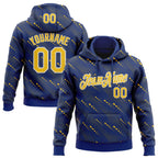 Custom Stitched Royal Yellow-White 3D Pattern Design Slant Lines Sports Pullover Sweatshirt Hoodie
