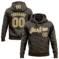 Custom Stitched Brown Old Gold-White 3D Pattern Design Slant Lines Sports Pullover Sweatshirt Hoodie