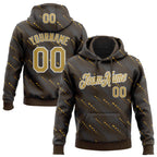 Custom Stitched Brown Old Gold-White 3D Pattern Design Slant Lines Sports Pullover Sweatshirt Hoodie