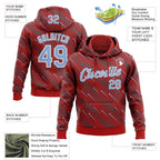 Custom Stitched Red Light Blue-White 3D Pattern Design Slant Lines Sports Pullover Sweatshirt Hoodie