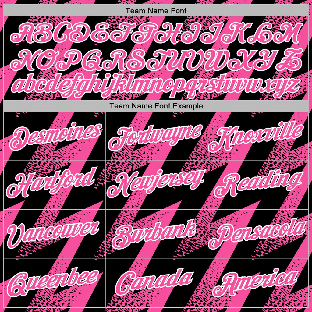 Custom Stitched Black Pink-White 3D Pattern Design Zigzag Shape Sports Pullover Sweatshirt Hoodie
