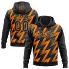 Custom Stitched Black Bay Orange 3D Pattern Design Zigzag Shape Sports Pullover Sweatshirt Hoodie