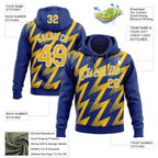 Custom Stitched Royal Yellow-White 3D Pattern Design Zigzag Shape Sports Pullover Sweatshirt Hoodie