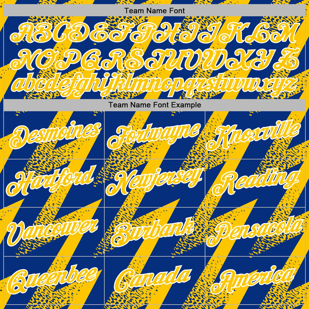 Custom Stitched Royal Yellow-White 3D Pattern Design Zigzag Shape Sports Pullover Sweatshirt Hoodie