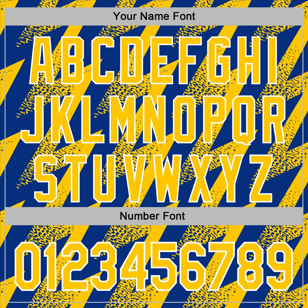 Custom Stitched Royal Yellow-White 3D Pattern Design Zigzag Shape Sports Pullover Sweatshirt Hoodie