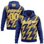 Custom Stitched Royal Yellow-White 3D Pattern Design Zigzag Shape Sports Pullover Sweatshirt Hoodie