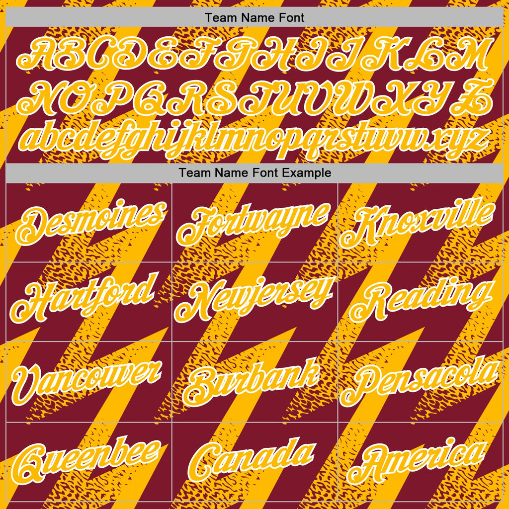 Custom Stitched Crimson Gold-White 3D Pattern Design Zigzag Shape Sports Pullover Sweatshirt Hoodie