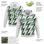 Custom Stitched White Green 3D Pattern Design Zigzag Shape Sports Pullover Sweatshirt Hoodie