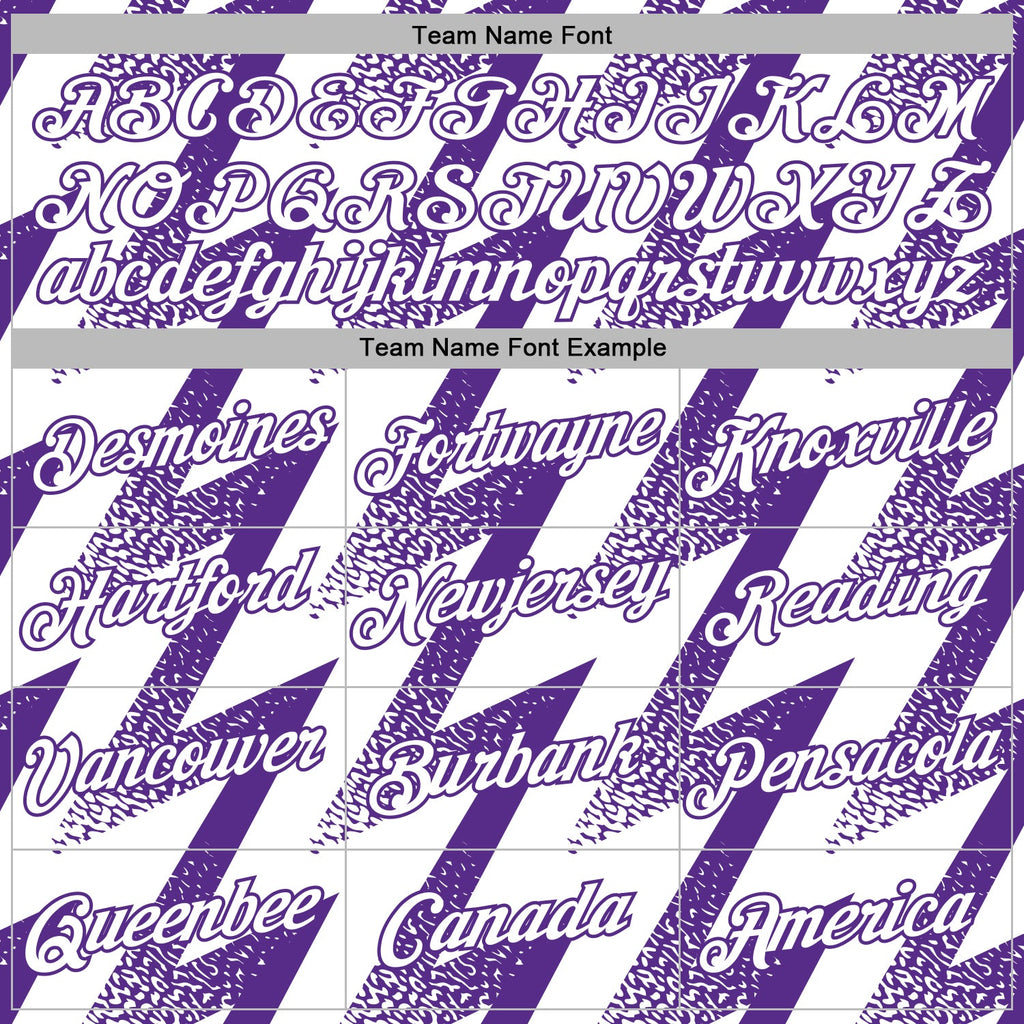 Custom Stitched White Purple 3D Pattern Design Zigzag Shape Sports Pullover Sweatshirt Hoodie