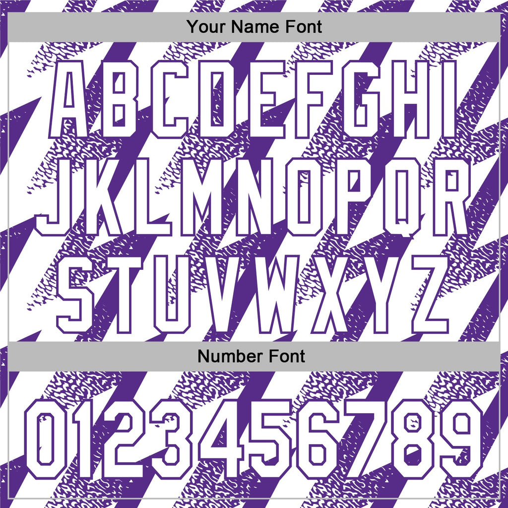 Custom Stitched White Purple 3D Pattern Design Zigzag Shape Sports Pullover Sweatshirt Hoodie