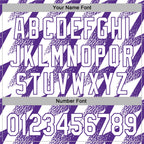 Custom Stitched White Purple 3D Pattern Design Zigzag Shape Sports Pullover Sweatshirt Hoodie