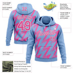 Custom Stitched Light Blue Pink-White 3D Pattern Design Zigzag Shape Sports Pullover Sweatshirt Hoodie