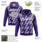Custom Stitched Purple Gray-White 3D Pattern Design Zigzag Shape Sports Pullover Sweatshirt Hoodie