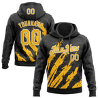 Custom Stitched Black Gold-White 3D Pattern Design Splash Sports Pullover Sweatshirt Hoodie