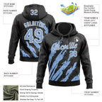 Custom Stitched Black Light Blue-White 3D Pattern Design Splash Sports Pullover Sweatshirt Hoodie