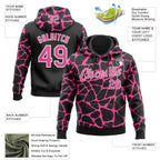 Custom Stitched Black Pink-White 3D Pattern Design Abstract Network Sports Pullover Sweatshirt Hoodie