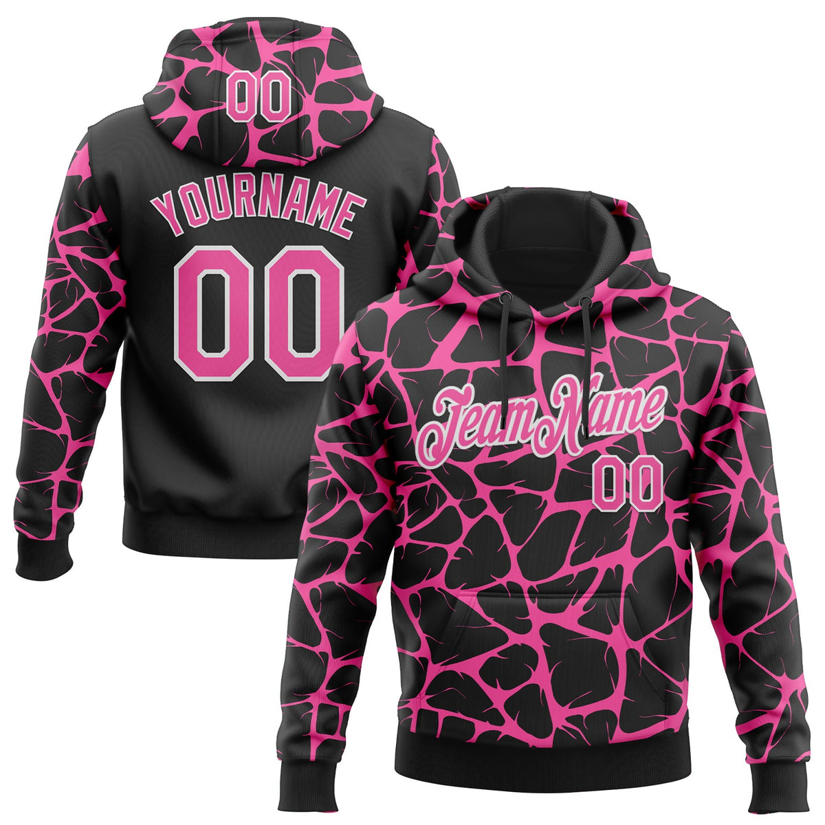 Custom Stitched Black Pink-White 3D Pattern Design Abstract Network Sports Pullover Sweatshirt Hoodie