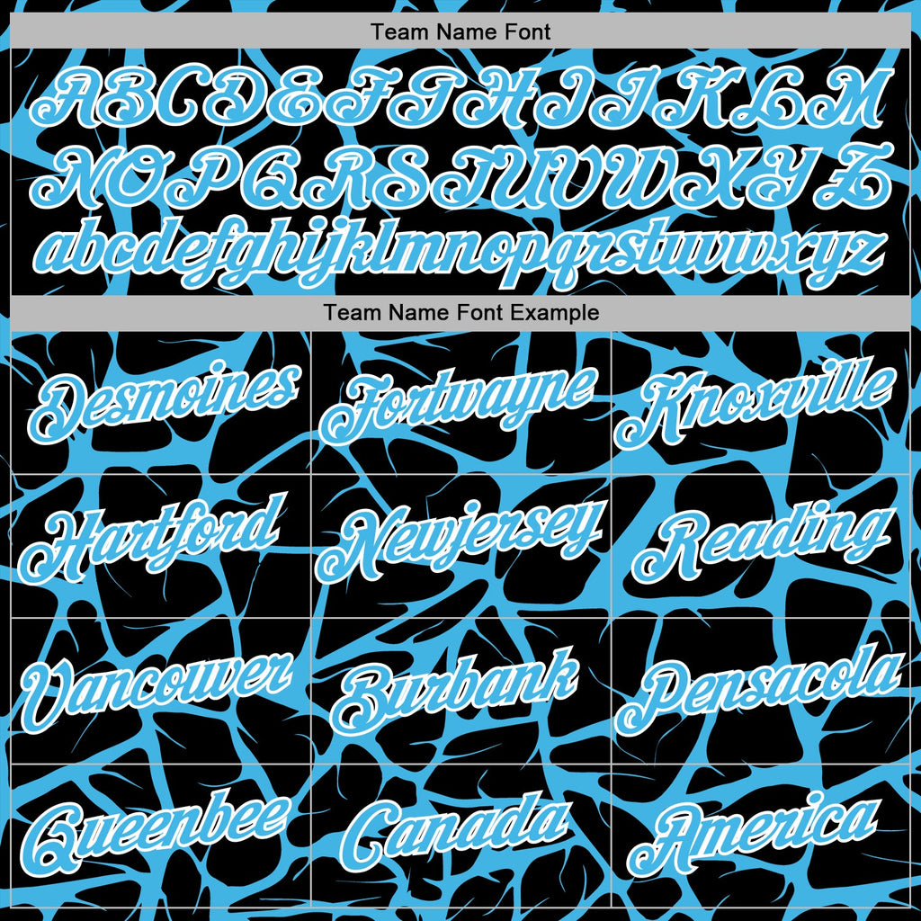 Custom Stitched Black Sky Blue-White 3D Pattern Design Abstract Network Sports Pullover Sweatshirt Hoodie